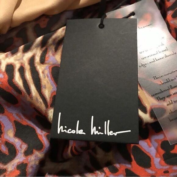 Nicole Miller Maxi Dress Women’s Size Large Violet Tulip Animal Print Satin NWT - Picture 11 of 12